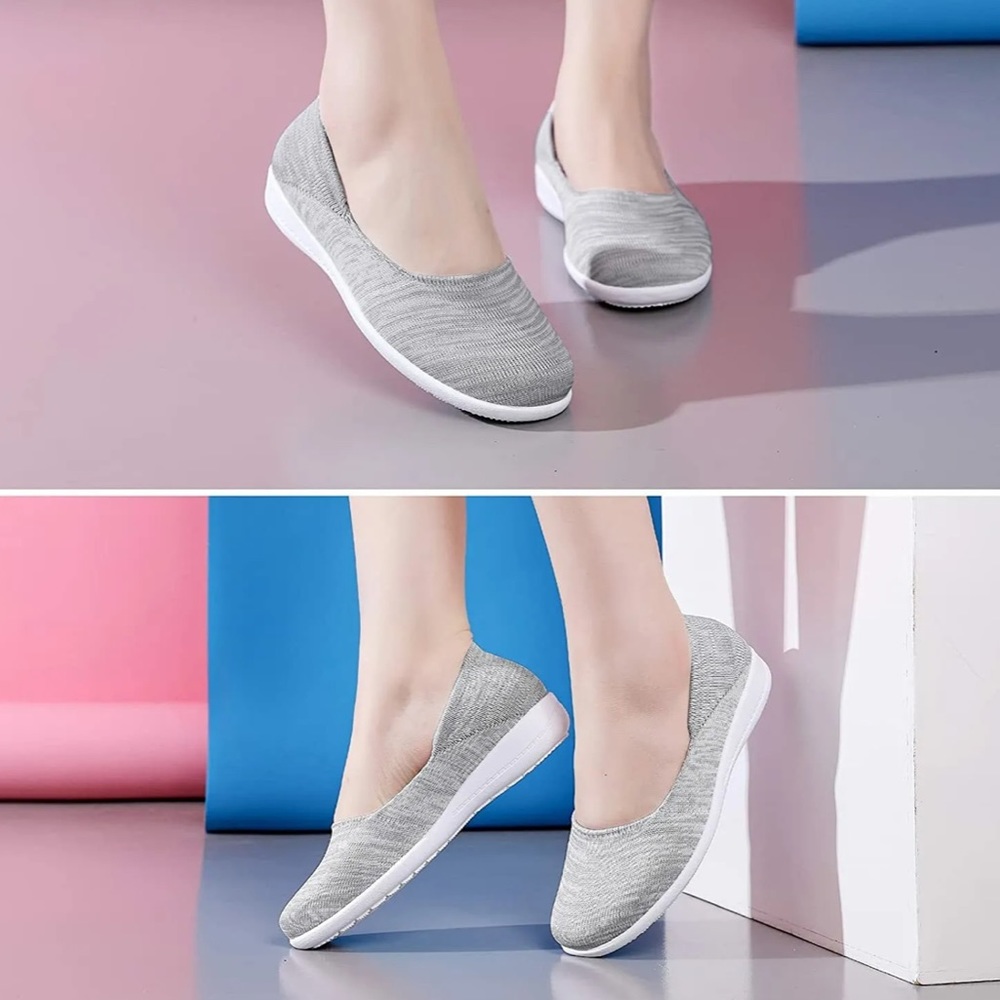 🏷️ Women's Casual Cushioned Knit Mesh Slip-On Sneakers, Heather Gray, Size 9.5